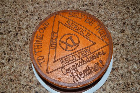 We pride ourselves on delivering unique cakes for your special event that look great and taste great! 11th Sobriety Birthday bronze medallion cake. | Sobriety birthday, Sobriety, Anniversary cake