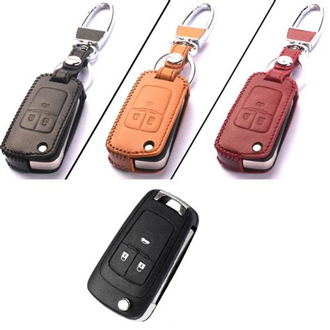 3 Buttons Pu Leather Remote Keychain Holder Case Cover For Chevrolet