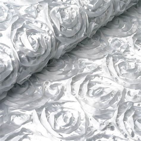 Buy 54 X 4 Yards White Satin Rosette Fabric By The Roll At Tablecloth