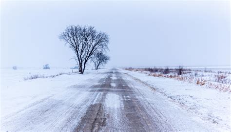 Snow Covered Road In Eastern Manitoba Oc Rmanitoba