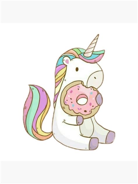 Cute Unicorn Eating Donut Poster By Evanscarter Redbubble