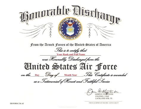 United States Air Force Honorable Discharge Replacement Certificate Ebay