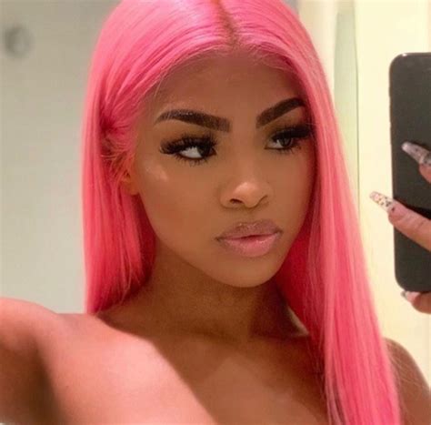 she so pretty 😰 discovered by 𝐕𝐥𝐨𝐧𝐞 on we heart it black girl pink hair front lace wigs human