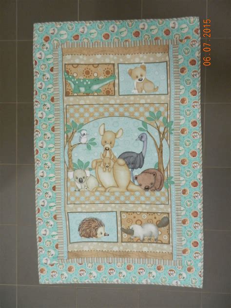 Cot Quilt Australian Baby Animals Panel Mostly Free Motion Quilting