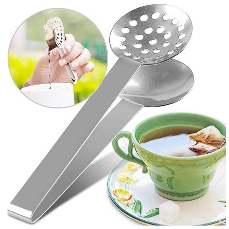 Stainless Steel Tea Tongs Tea Bag Squeezer Strainer Holder Grip Spoon