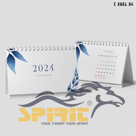 Jual Kalender Duduk Tahun 2024 Kalender Meja Tahun 2024 Bingkai Daun