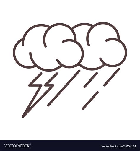 Weather Stormy Thunder And Rain Season Line Icon Vector Image