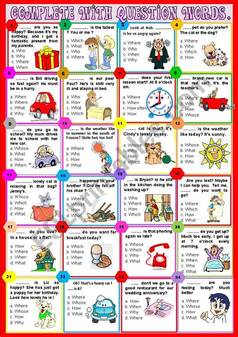 Complete With Question Words Esl Worksheet By Karagozian
