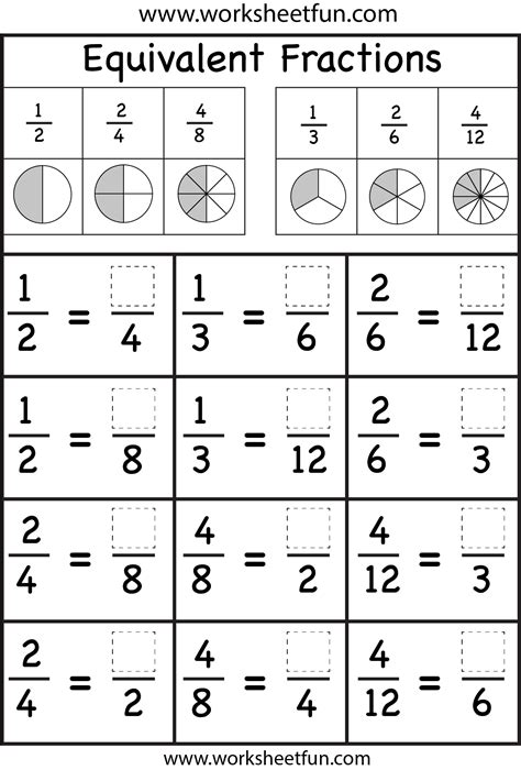 Start studying 5th grade equivalent fractions (nc). Equivalent Fractions Worksheet / FREE Printable Worksheets ...