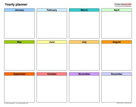 Excel Year Planner Template