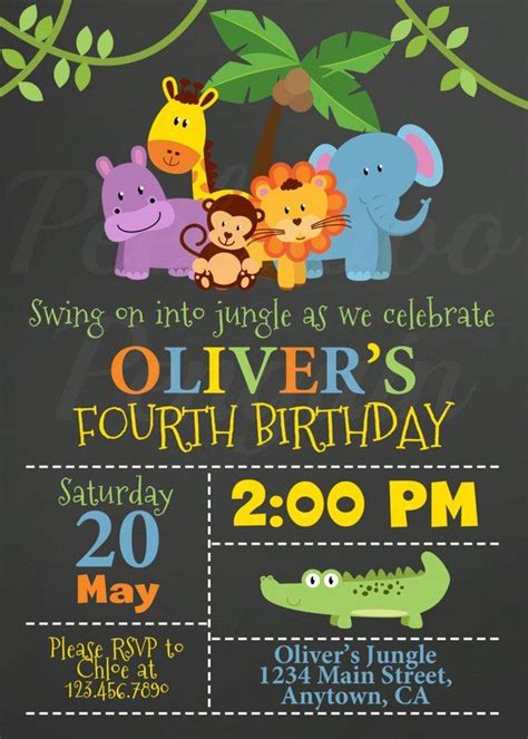 Jungle Birthday Invitation Safari Birthday Invites Kids Etsy In 2021