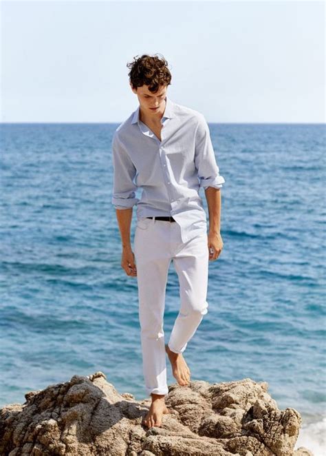 White Denim Shirt Beach Attires Ideas With White Casual Trouser