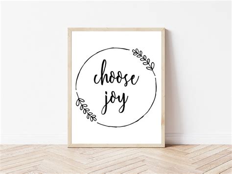 Choose Joy Printable Instant Download Simple Wreath Printable Quote