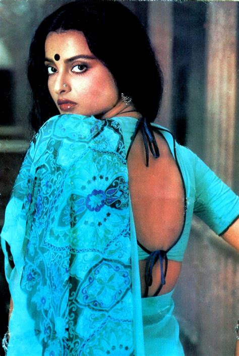 Rekha In Blue Rekha Actress Beautiful Indian Actress Most Beautiful