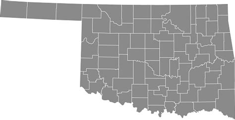 Oklahoma County Map Vector Outline Gray Background Map Of Oklahoma