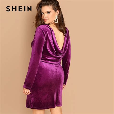 Buy Shein Plus Size Sexy Backless Purple Velvet