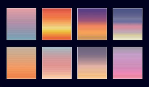 Set Modern Gradients In Abstract Sunset And Sunrise Sea Blurred
