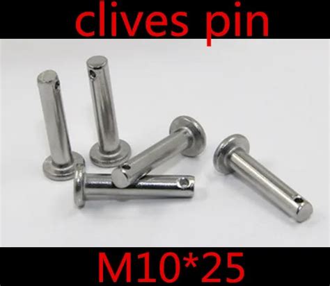 10pcs lot m10 25 10mm m10 304 stainless steel clevis pin flat head cylindrical pin with hole in