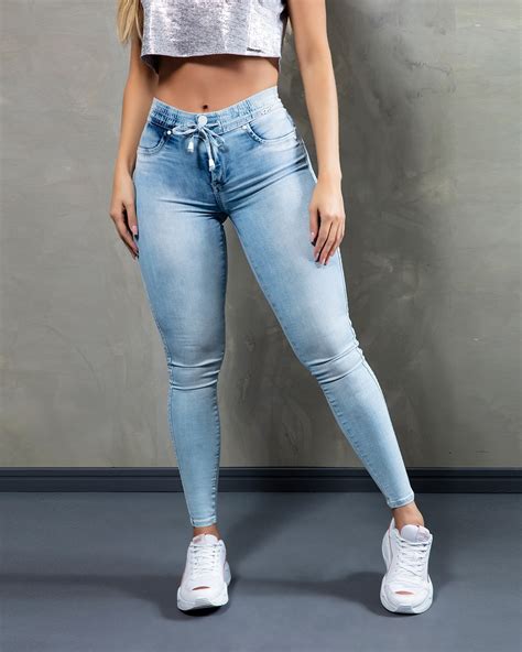 calÇa jeans feminina clara cÓs de elÁstico jeans ousadia jeans feminino modelador