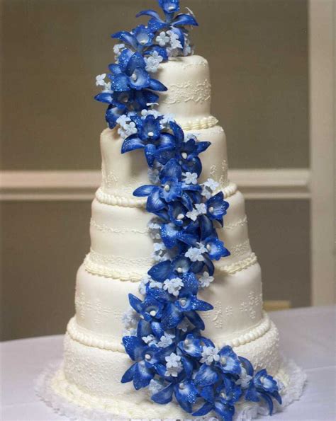 blue orchid wedding cake