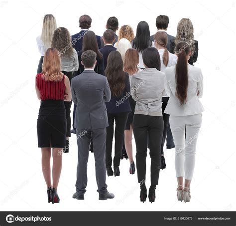 Back View Group Of Business People Rear View Isolated Over White