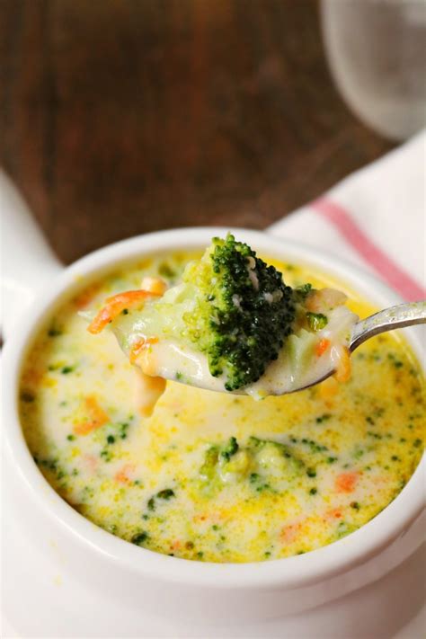 This cheesy favorite is ready in just 6 minutes. Broccoli Cheese Soup Recipe - {Not Quite} Susie Homemaker