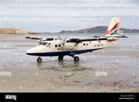 Uk Scotland Western Isles Outer Hebrides Barra Ba Aircraft On Traigh