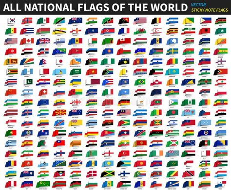 Alle Officiële Nationale Vlaggen Van De Wereld Kleverig Notaontwerp