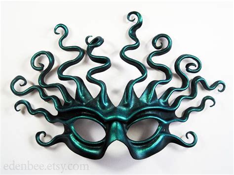 Ready To Ship Sea Gorgon Leather Mask In Black And Iridescent