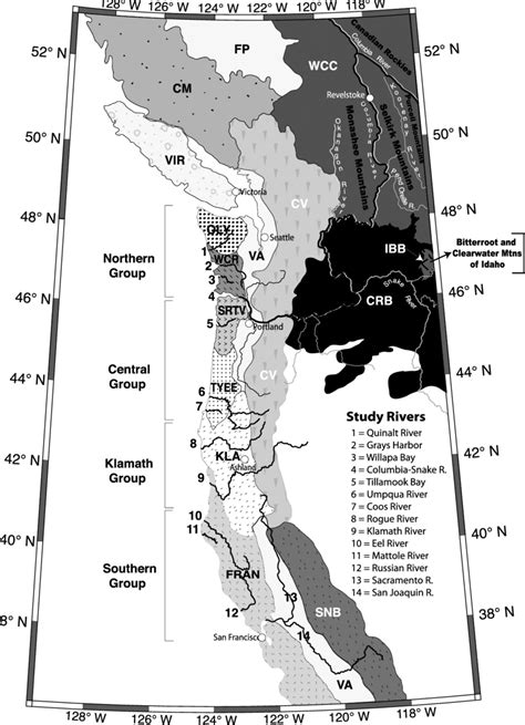 Location Map Showing Study Rivers And Generalized Bedrock Geology Of