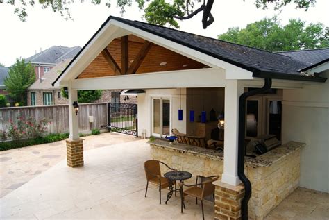 Contemporary Patio Cover Kitchen And Firepit Texas Custom Patios