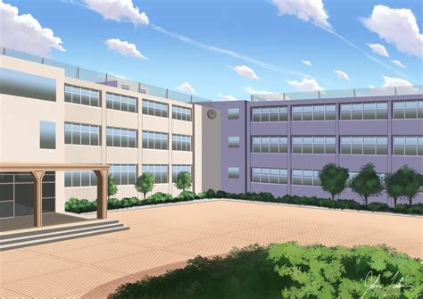 Artstation Anime High School Exterior