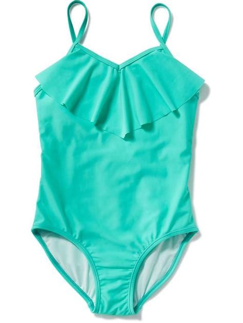 Ruffle Trim One Piece Swimsuit For Girls Old Navy One Piece