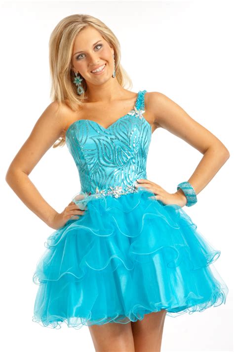 Turquoise One Shoulder Sweetheart Mini Short Tiered Tulle Sexy Dress