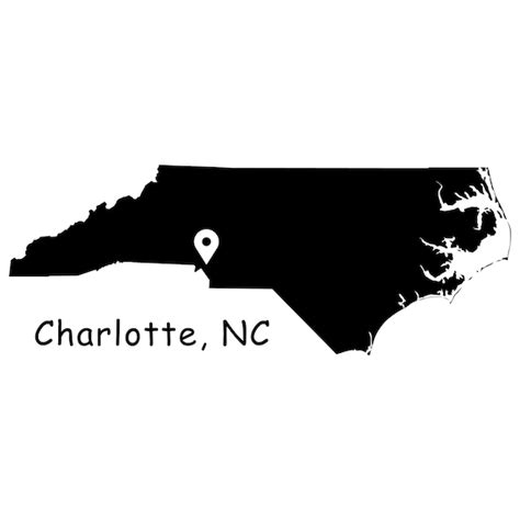 Charlotte City On North Carolina State Map Charlotte Nc Usa Etsy