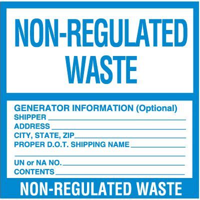 Non Regulated Hazardous Waste Labels Seton Seton