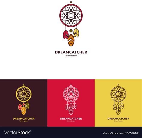 Dreamcatcher Logo With Feathers And Beads Vector Image
