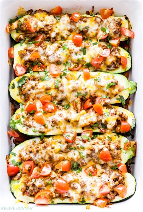 Cheesy Taco Stuffed Zucchini Boats Recipe Runner