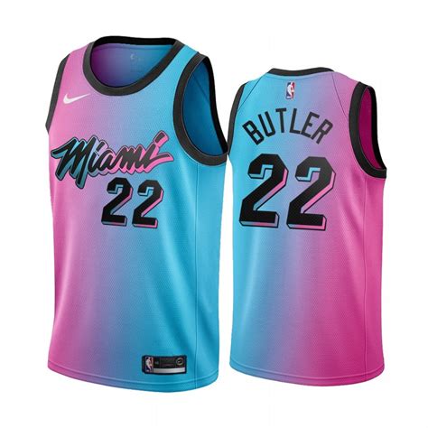 2021 New Men Miami Heat Butler 22 Blue Pink City Edition Basketball Jersey