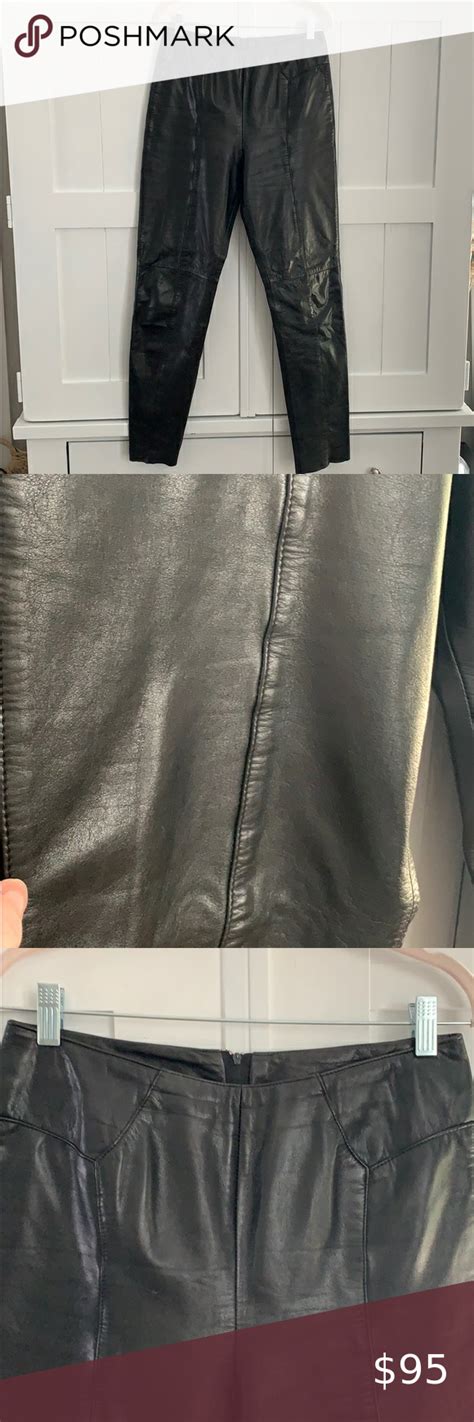 Genuine Leather Sexy Pants Back Zip 29 Waist Vintage Pants Leather