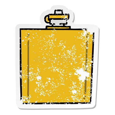 Distressed Sticker Of A Quirky Hand Drawn Cartoon Hip Flask Stock
