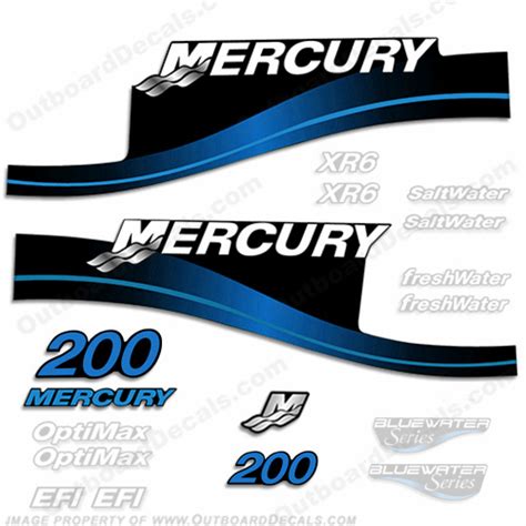 Mercury 200hp Decal Kit 1999 2004 All Models Available Blue