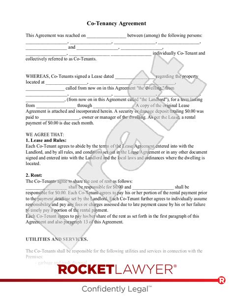 Free Co Tenancy Agreement Template And Faqs Rocket Lawyer