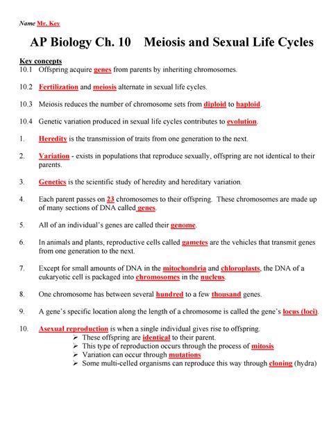 Chapter 10 Section 1 Meiosis Worksheet Answer Key Studying Worksheets