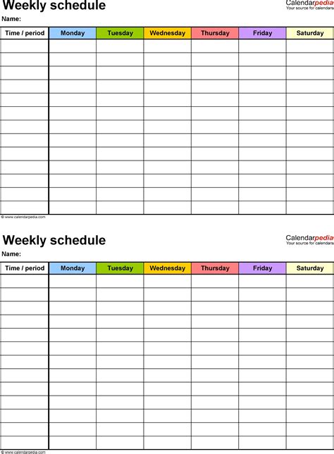 Free Weekly Planners For Microsoft Word 20 Templates 10 Best 2 Week