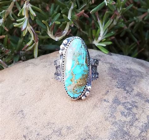 Natural Green Turquoise Ring Sterling Silver Ring Kingman Turquoise