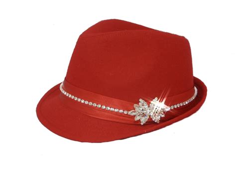 Red Womens Bling Fedora Hat By Timetwochange On Etsy