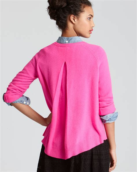 Aqua Cashmere Sweater Inverted Back Pleat Pullover Bloomingdales