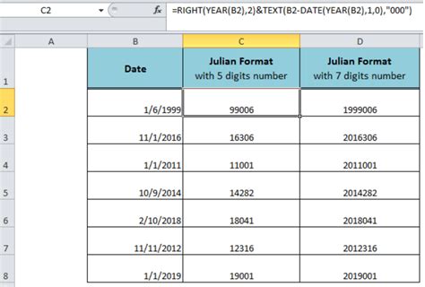 Excel Formula Convert Date To Julian Format Excelchat