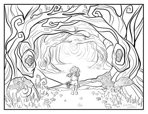 Enchanted Forest Kleurplaat 1, Grillige Kleurplaat, Fantasie Kleurplaat
